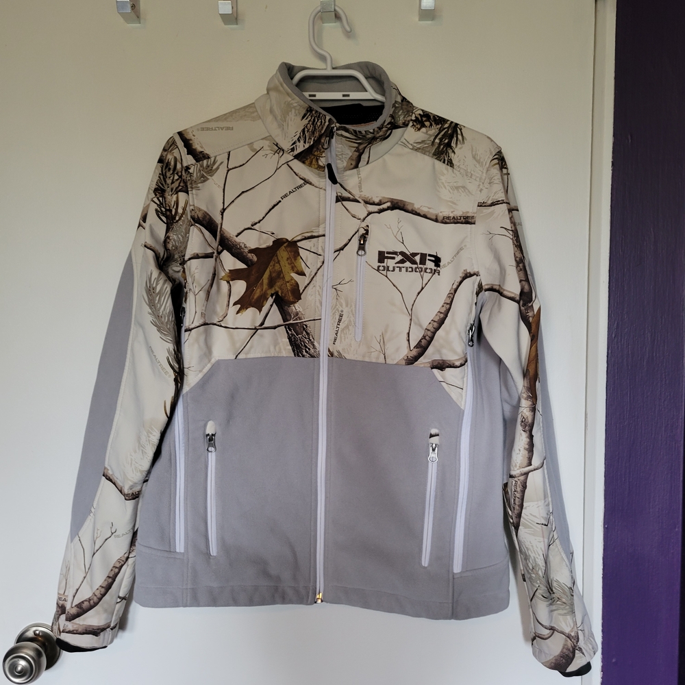 FXR Outdoor Camouflage Softshell Jacket - Grey & Cream Real Tree